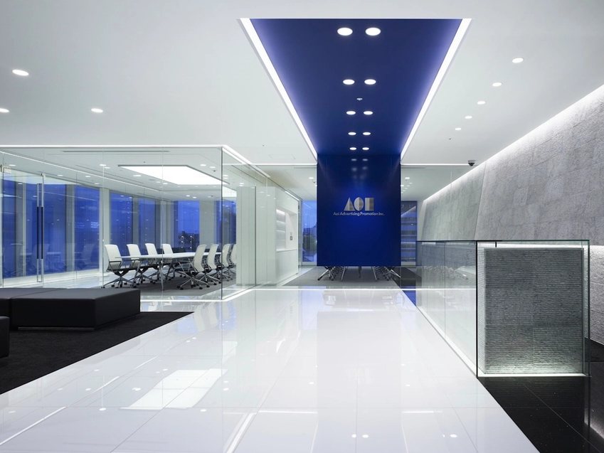 Bright modern office lobby